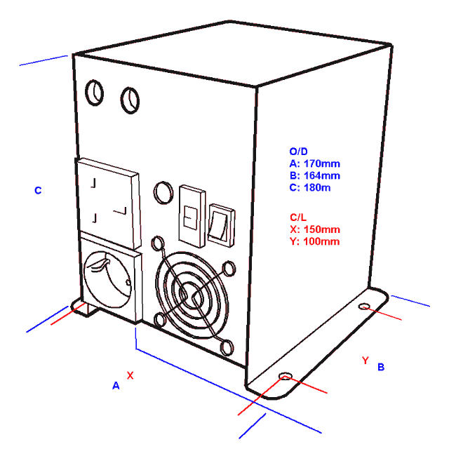 Mechanical details of the 700W inverter.